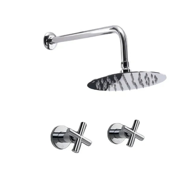 Kit Grifería Mezclador Ducha Cruz Metal+Regadera
