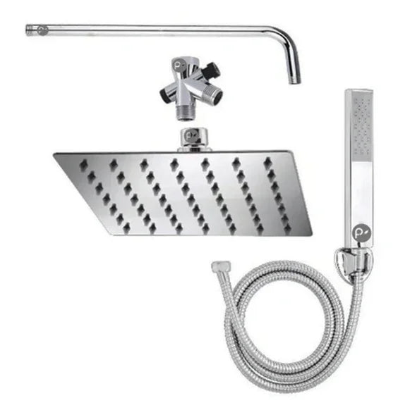 Kit Regadera Baño Metálica Ultra Plana 30 Cms Con Tubo