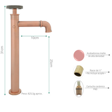 Llave Agua Fría Alta Lavamanos Industry Rose Mate
