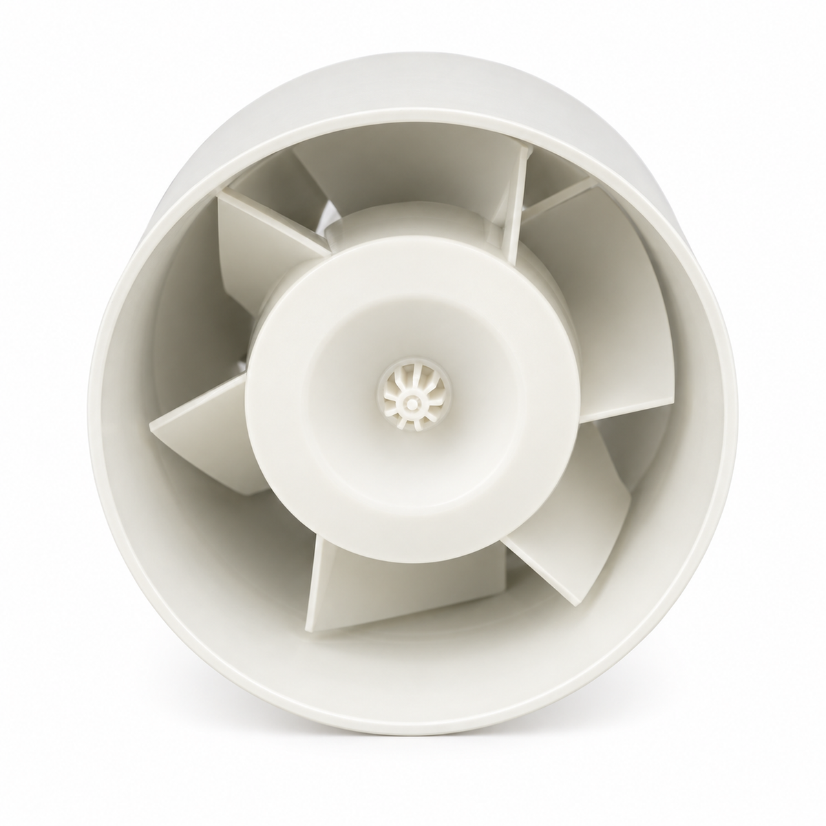 Vista interior del extractor axial TUBO 100 de tecnopolímero blanco