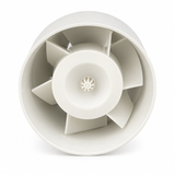 Vista interior del extractor axial TUBO 100 de tecnopolímero blanco