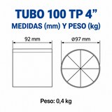 Plano de medidas del TUBO 100 TP 4 pulgadas