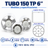 Medidas y especificaciones del extractor axial TUBO 150 TP 6 pulgadas