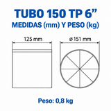 Plano de medidas del TUBO 150 TP 6 pulgadas