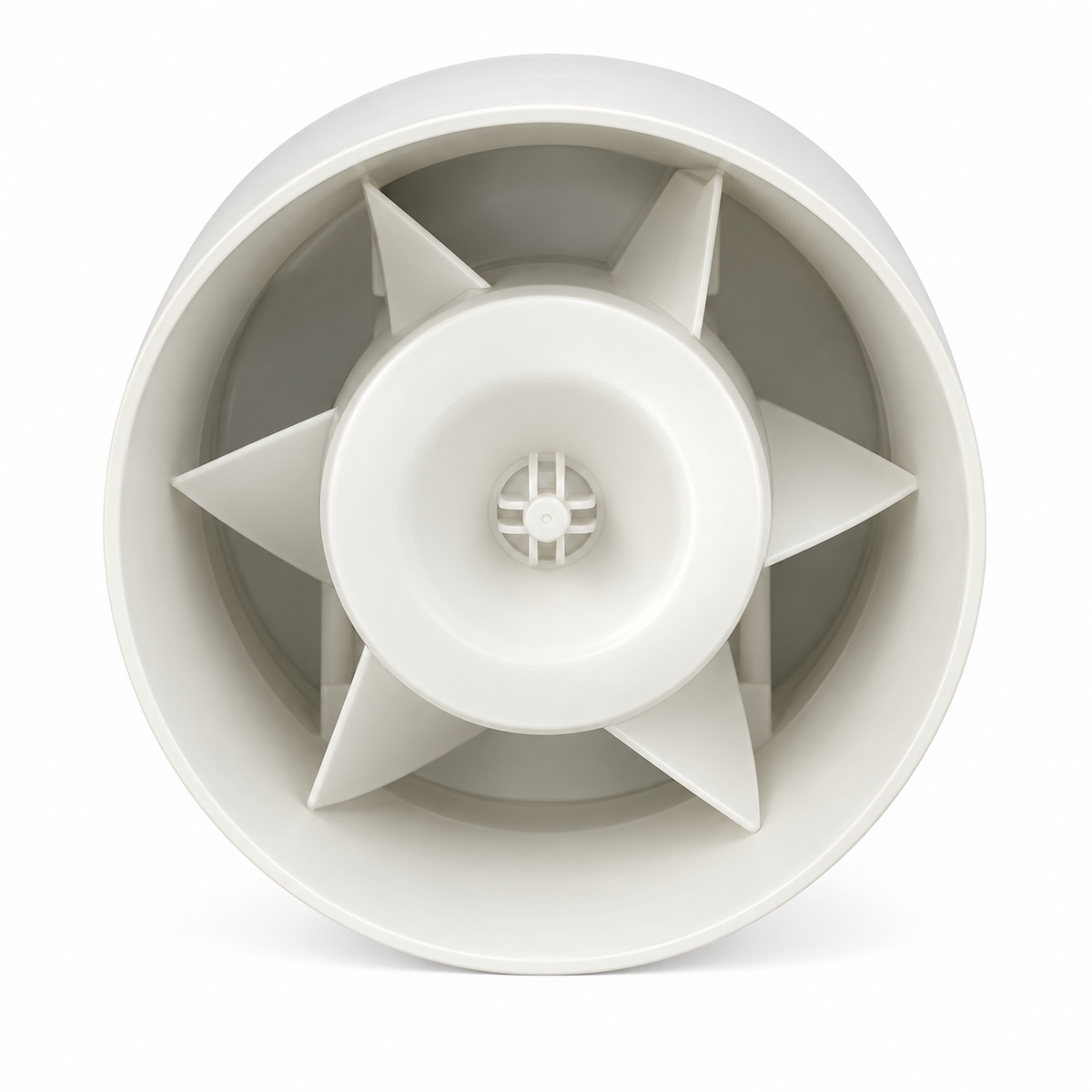 Vista interior del extractor axial TUBO 120 de tecnopolímero blanco