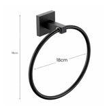 Toallero Redondo Negro para Baño Metálico de Pared | Porta Toalla de Mano Moderno con Base Cuadrada