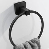 Toallero Redondo Negro para Baño Metálico de Pared | Porta Toalla de Mano Moderno con Base Cuadrada