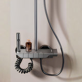 Torre de Ducha Tipo Piano Gris Cobalto Mate con Teleducha y Cabezal – Columna de Ducha Moderna Monocomando