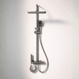 Torre de Ducha Tipo Piano Gris Cobalto Mate con Teleducha y Cabezal – Columna de Ducha Moderna Monocomando