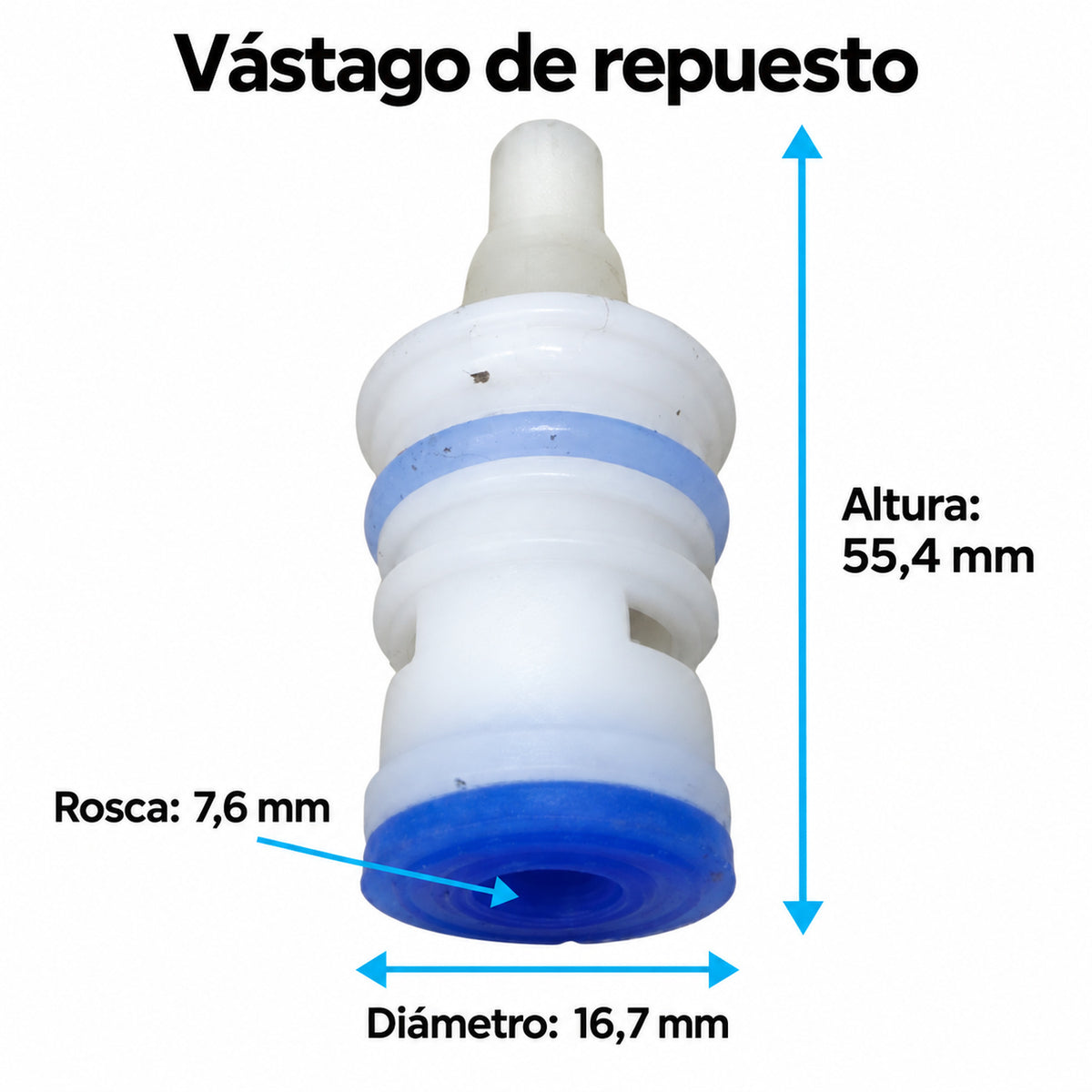 Vástago Derecho de Repuesto para Grifería 55,4 mm - información del producto 2
