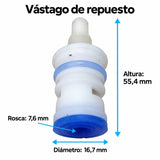 Vástago Derecho de Repuesto para Grifería 55,4 mm - información del producto 2