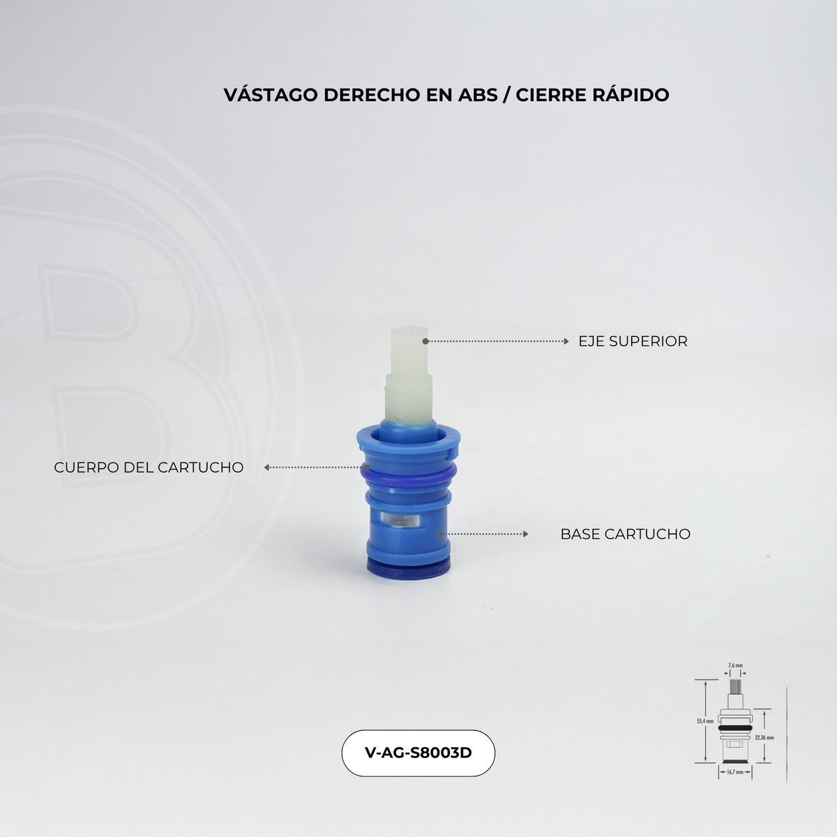 Vástago Derecho de Repuesto para Grifería 55,4 mm - foto oficial 3