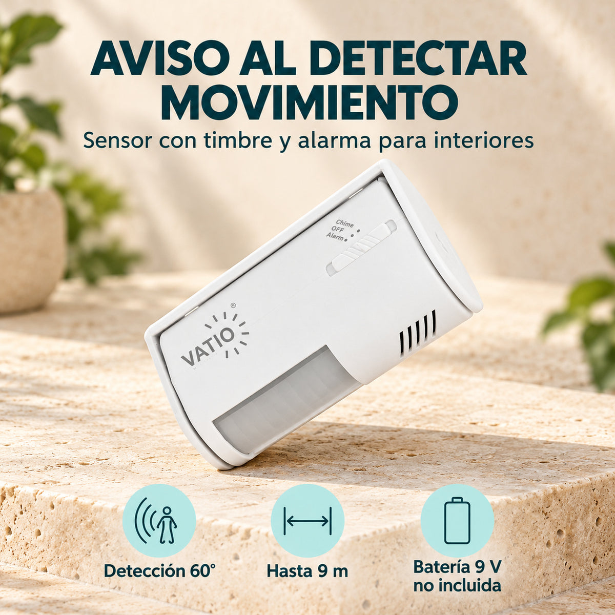 Sensor De Movimiento Con Timbre Y Alarma 9 V — caracteristicas