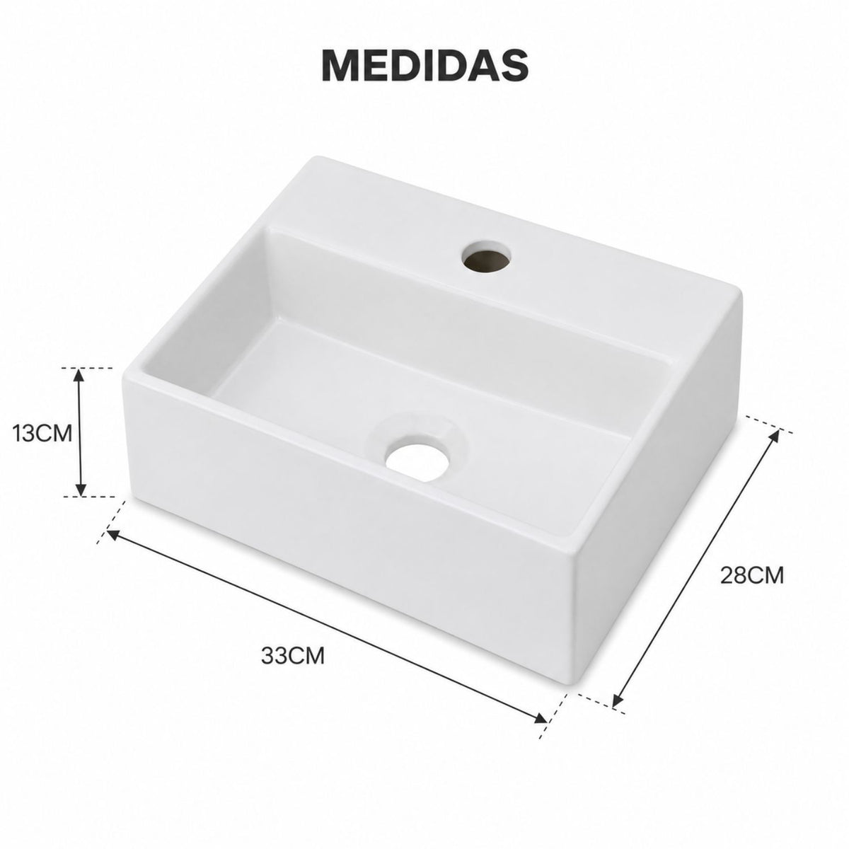 Lavamanos de Colgar Cerámico Blanco 33 x 28 x 13 cm
