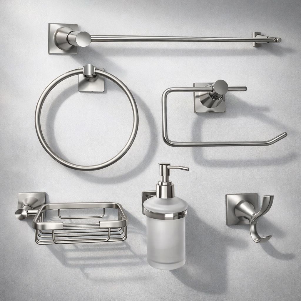 Juego de Accesorios de Baño Xcaret 6 Piezas Gris | Set Completo para Baño Moderno y Funcional