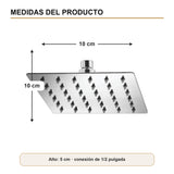 Medidas de la regadera cuadrada de 10 por 10 centímetros