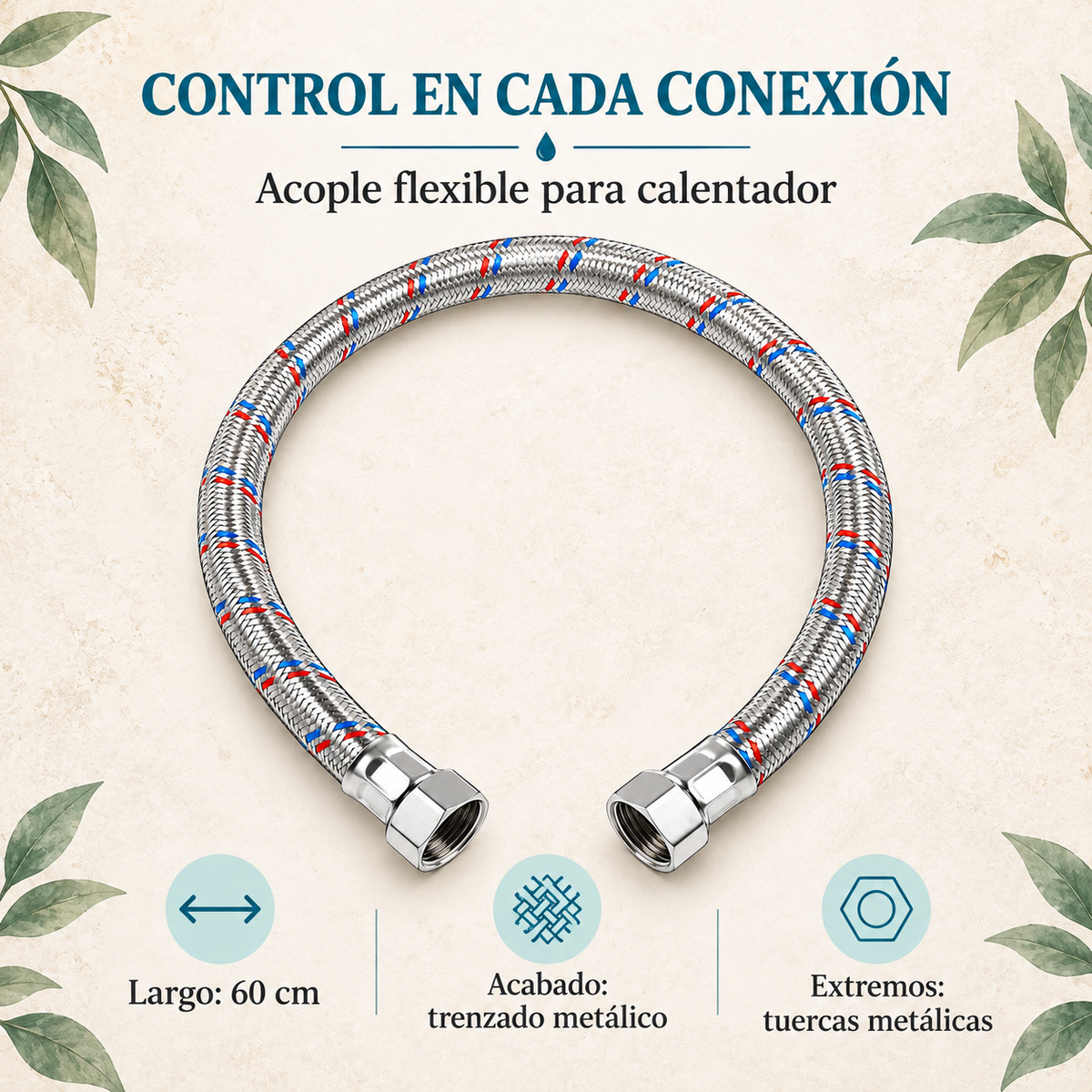 Características del acople flexible de 60 cm