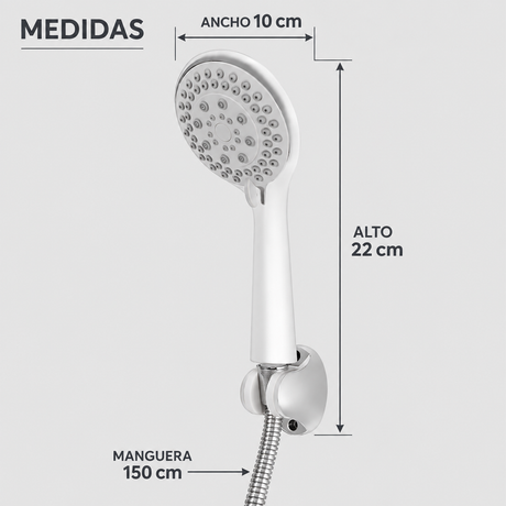 Ducha Teléfono Cromada con Manguera Metálica de 150 cm