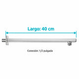 Brazo Cuadrado para Regadera Cromado 40 cm — medidas