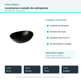 Lavamanos ovalado negro de sobreponer - imagen 6