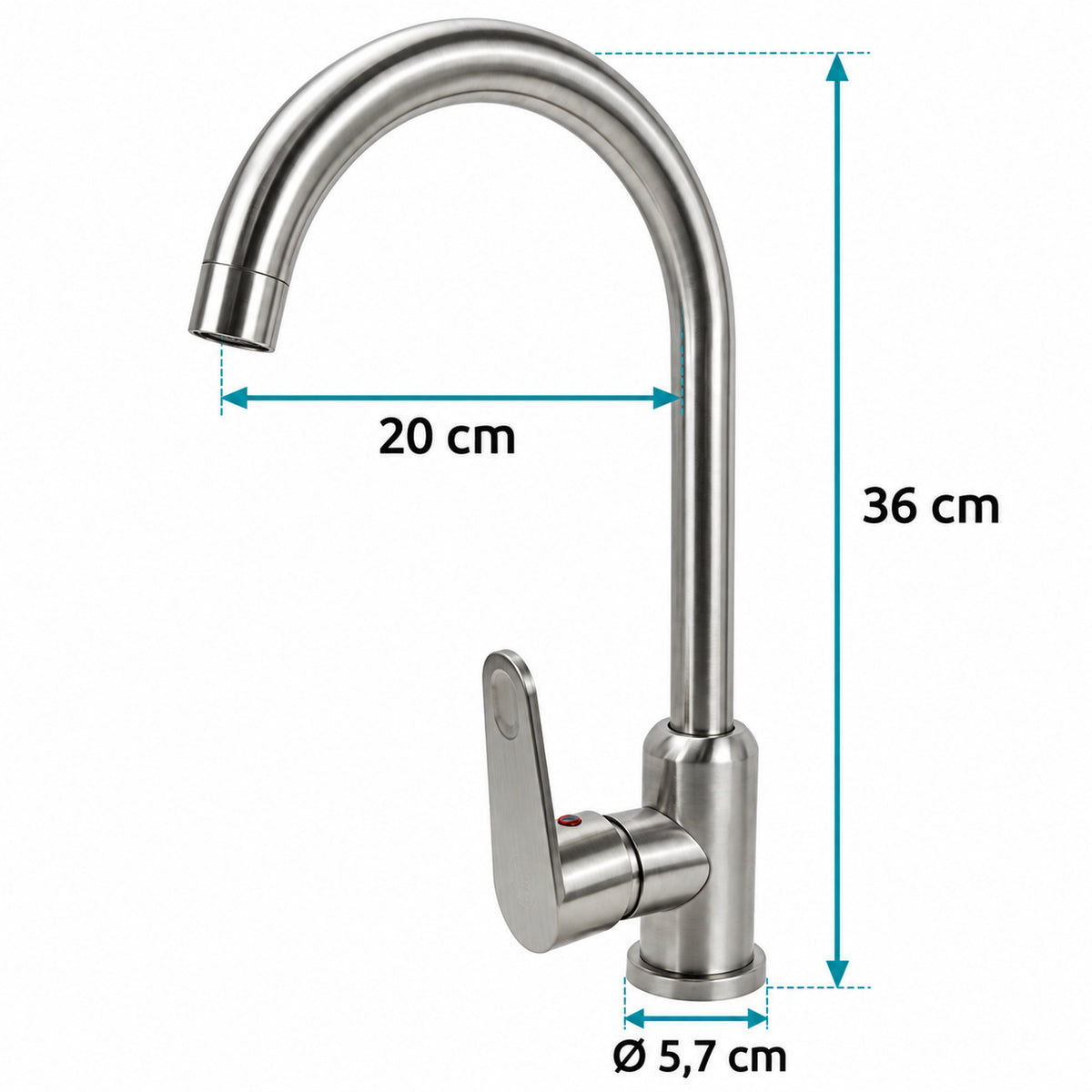 Mezclador Monocontrol Para Lavaplatos Satinado 36 cm — medidas del producto