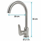 Mezclador Monocontrol Para Lavaplatos Satinado 36 cm — medidas del producto