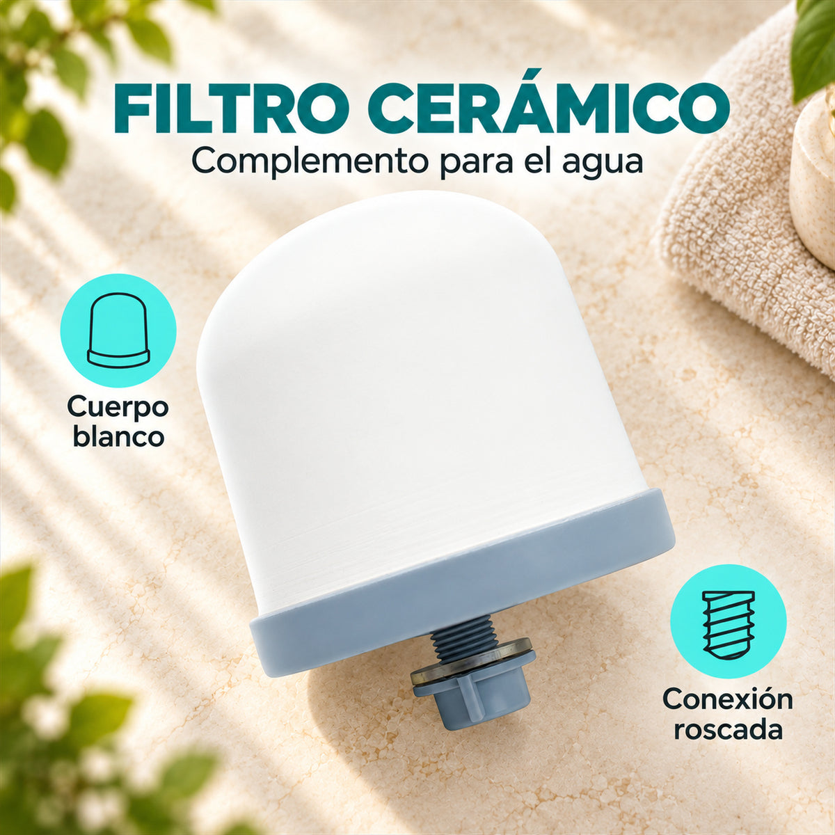 Filtro Cerámico Blanco con Conexión Roscada - características