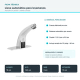Llave automática cromada con sensor para lavamanos - imagen 5