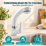 Características de Mezclador de lavaplatos ajustable blanco con detalles