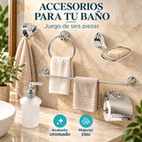 Juego de Accesorios para Baño Cromado de 6 Piezas — características