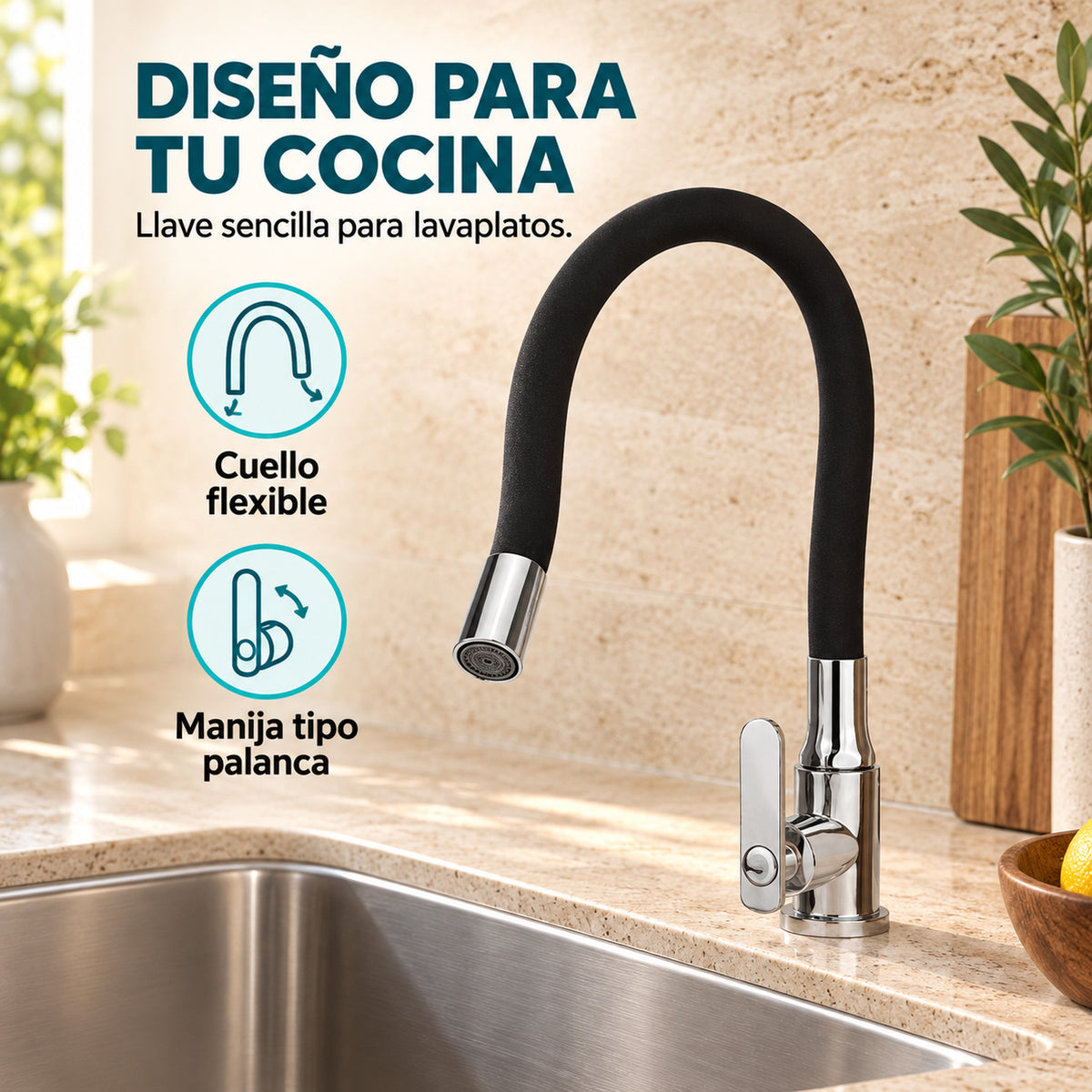 Diseño y características de la llave para lavaplatos