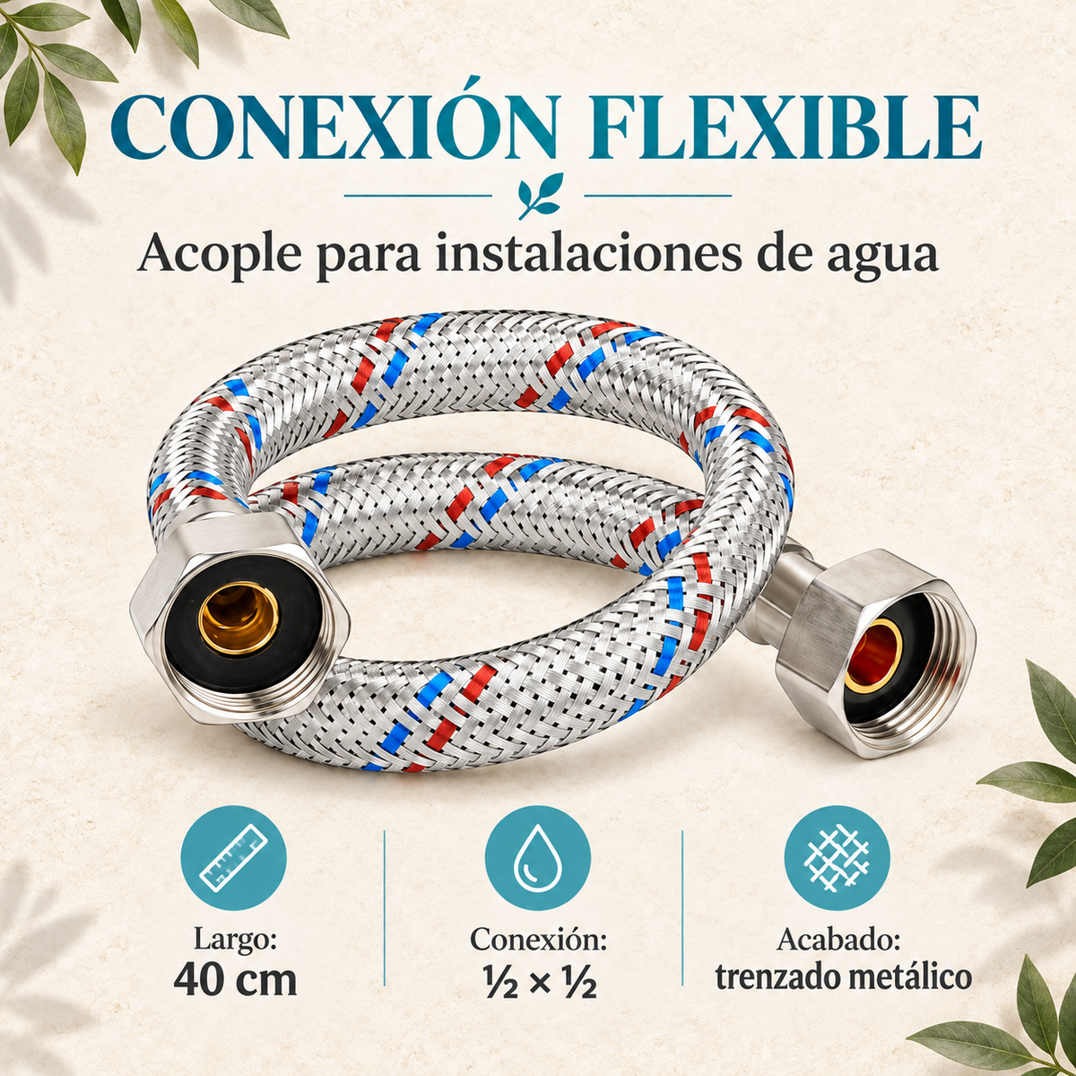 Características del acople flexible de 40 cm