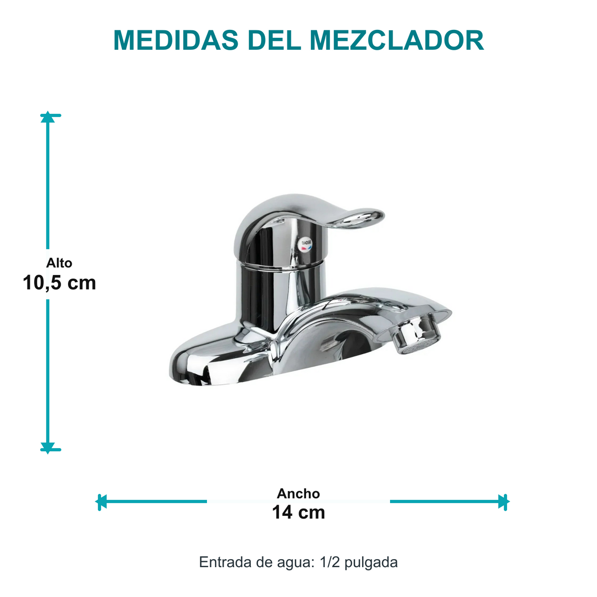 Medidas verificadas de Mezclador Monocontrol Para Lavamanos Cromado De 4 Pulgadas