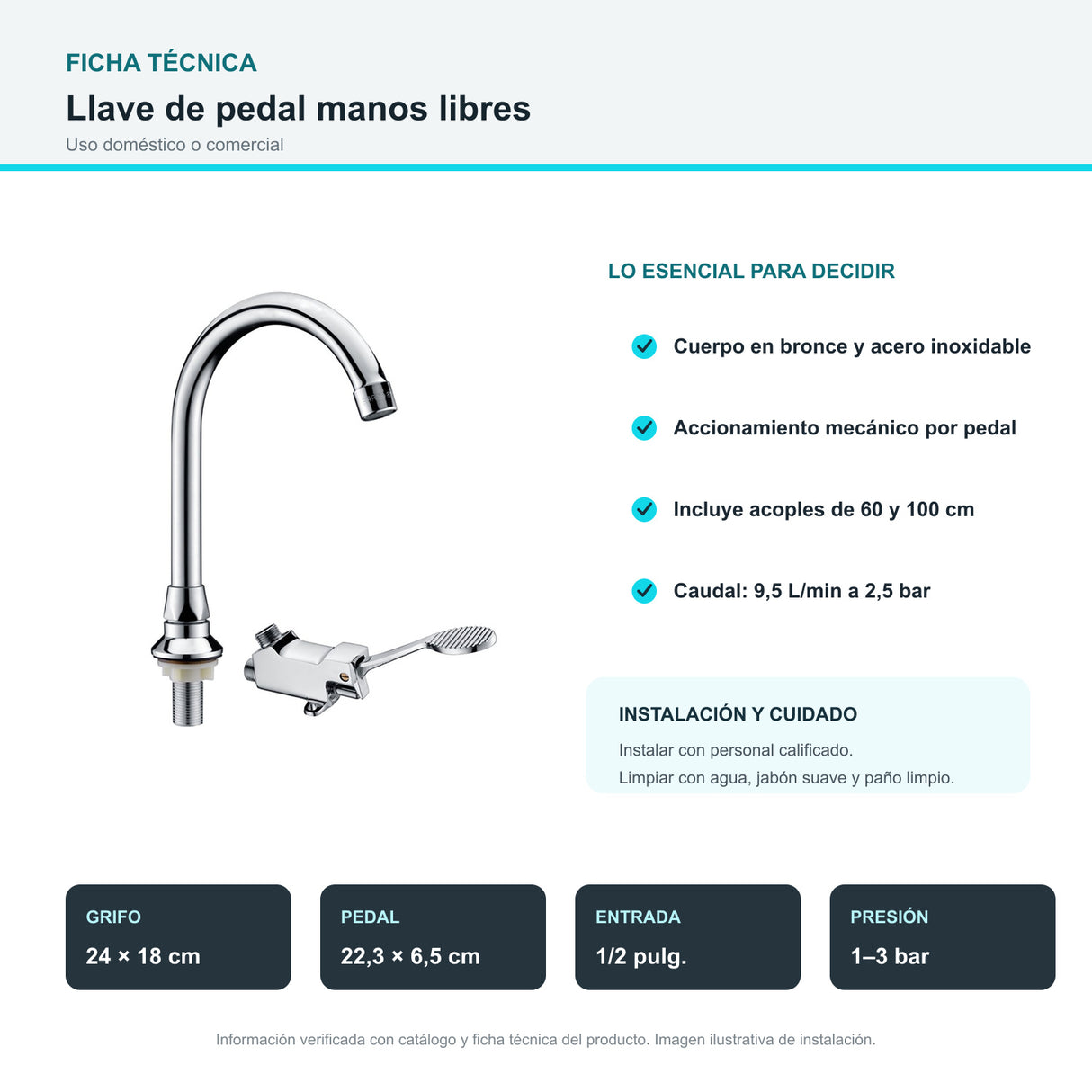 Llave de pedal cromada manos libres - imagen 5