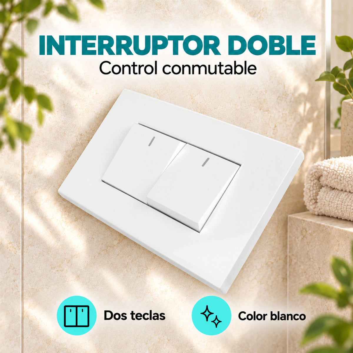 Interruptor Doble Conmutable Blanco 10 A, características