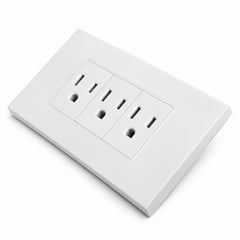 Tomacorriente triple con polo a tierra blanco 12 × 7,5 cm