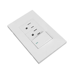 Tomacorriente Doble con Interruptor Blanco 12 × 7,5 cm