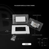 Pulsador para Timbre Blanco 10 A 12 × 7,5 cm — detalle técnico