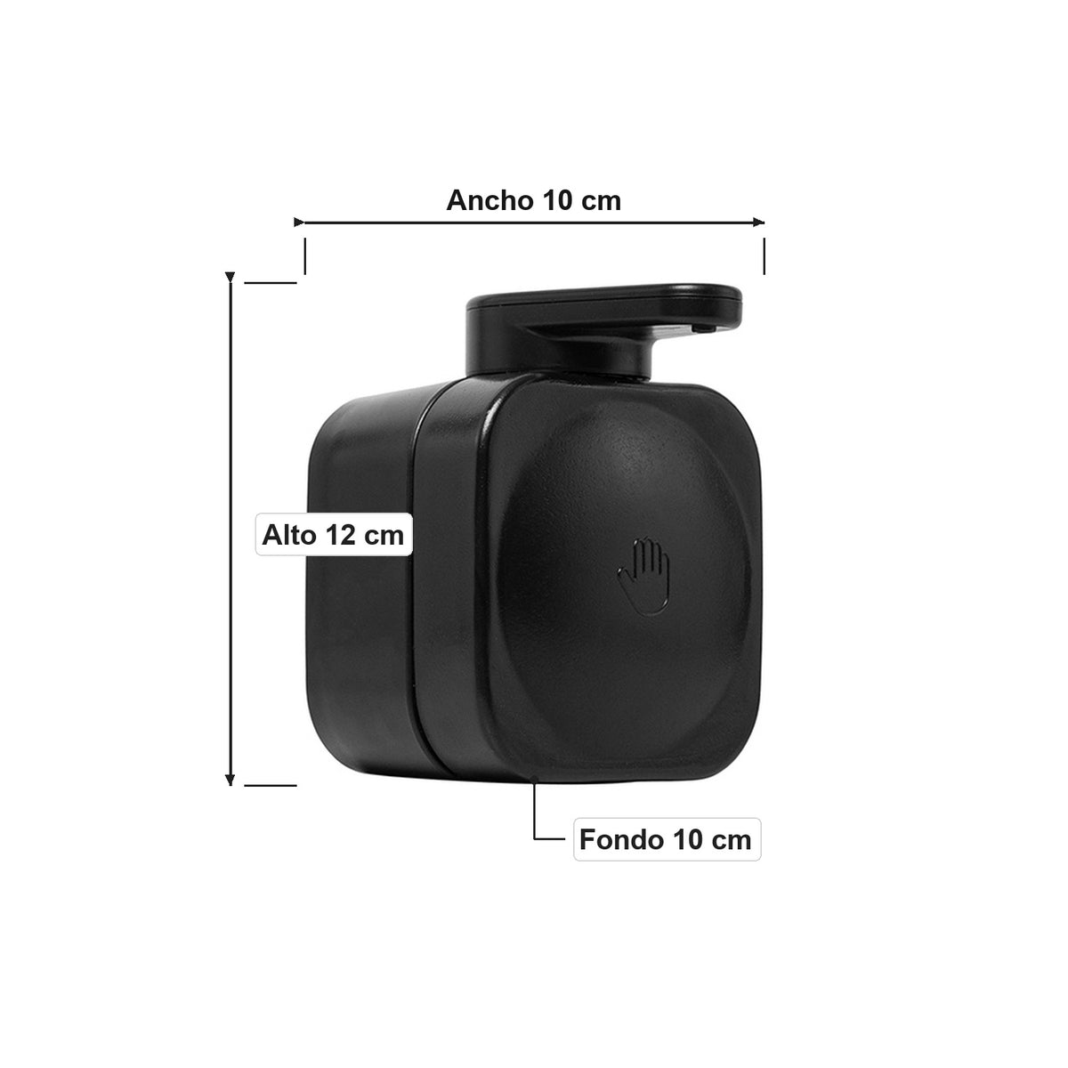 Dispensador De Jabón Líquido Con Ventosa Negro 440 Ml - medidas del producto