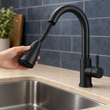 Mezclador Extraíble Para Lavaplatos Negro 37 cm en vista cercana