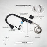 Mezclador Extraíble Para Lavaplatos Negro 37 cm — fotografía oficial 2