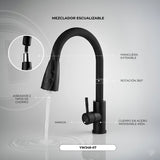 Mezclador Extraíble Para Lavaplatos Negro 37 cm — fotografía oficial 3