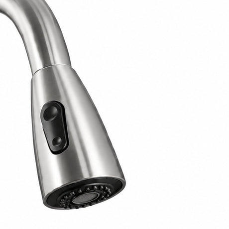 Mezclador monomando de cocina extraíble en acero inoxidable satinado