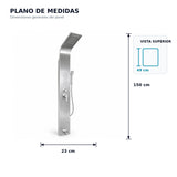 Plano de medidas: 150 cm de alto, 23 cm de ancho y 49 cm de proyección