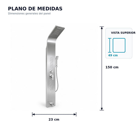 Torre de Ducha Cromada de 5 Funciones en Acero Inoxidable 304