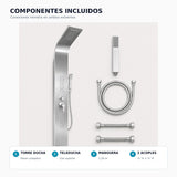 Componentes incluidos de la torre de ducha cromada