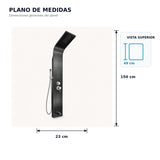 Plano de medidas: 150 cm de alto, 23 cm de ancho y 49 cm de proyección