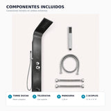 Componentes incluidos de la torre de ducha negra