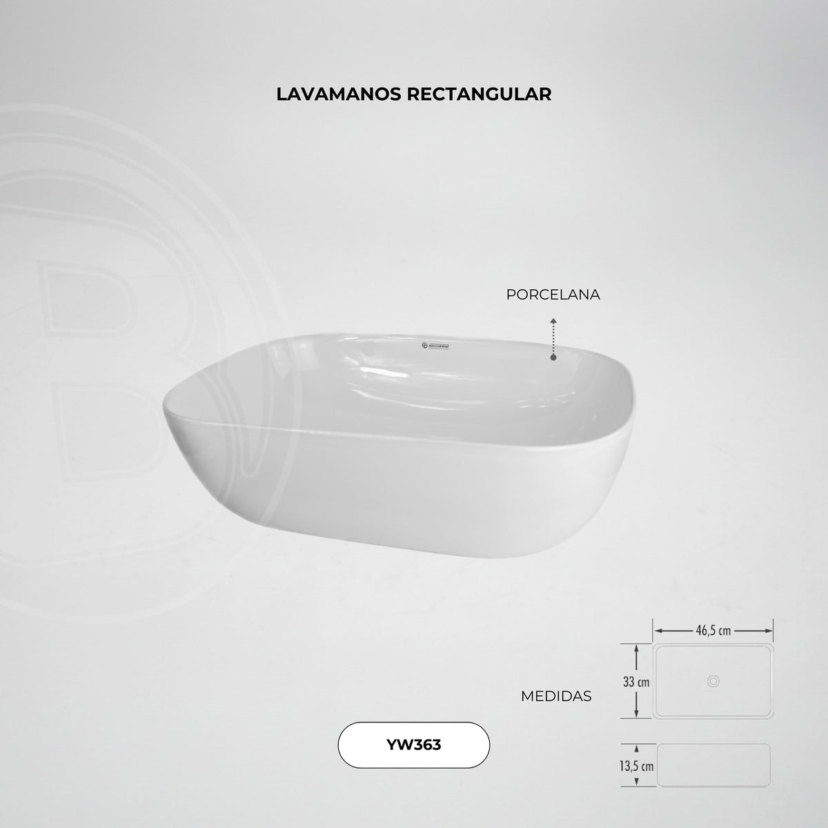 Lavamanos De Sobreponer Rectangular Blanco 46,5 cm — fotografía oficial 2