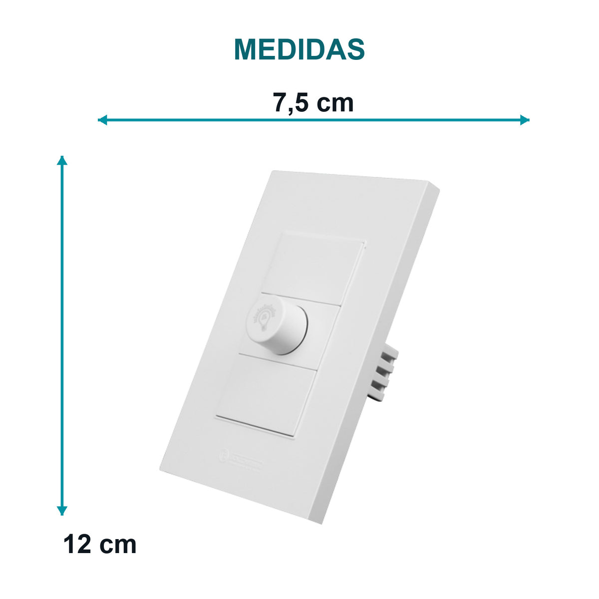 Dimmer Sencillo Blanco 100 W 12 × 7,5 cm — medidas